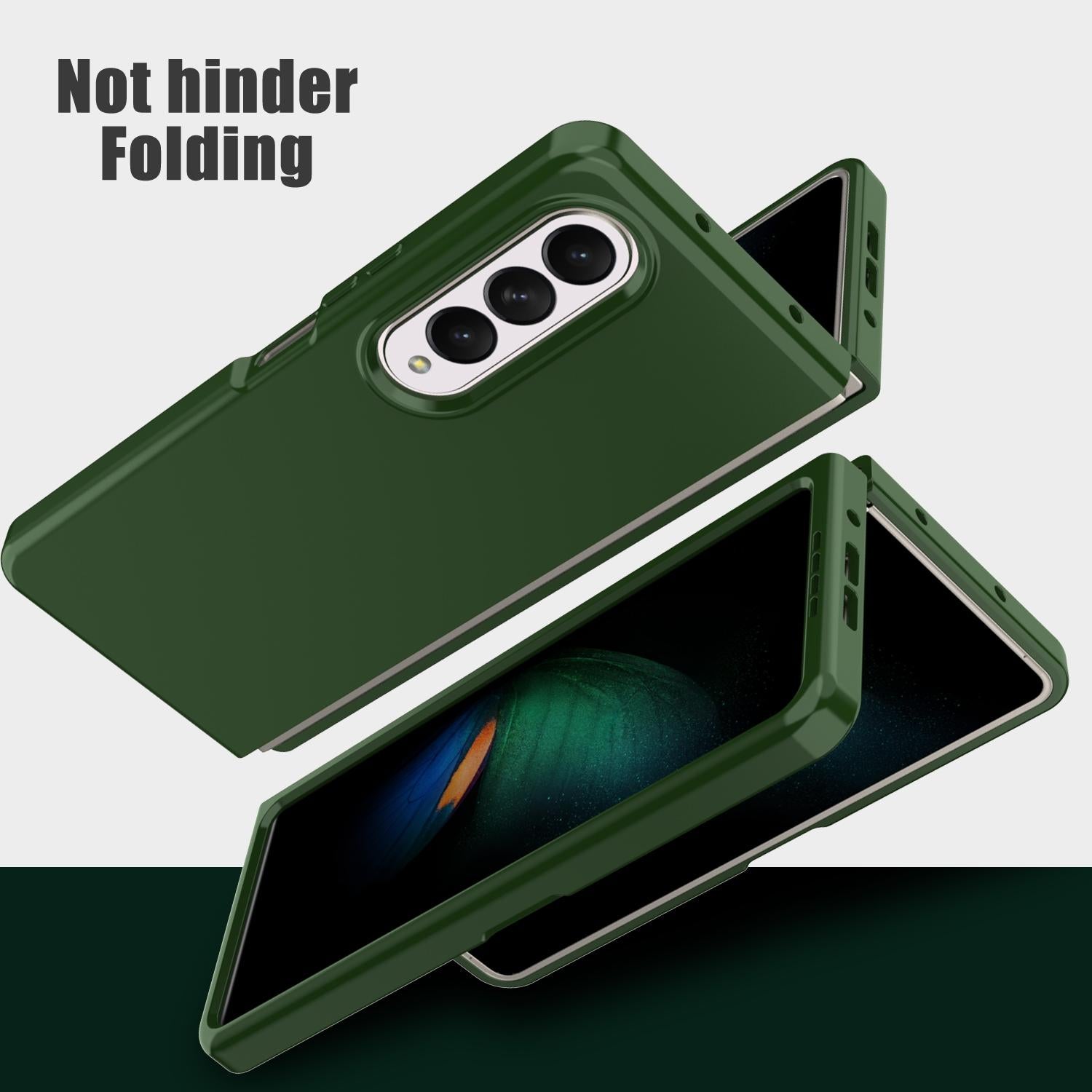 For Samsung Galaxy Z Fold4 5G Foldable Pc Case - Solid Colour - Dark Green
