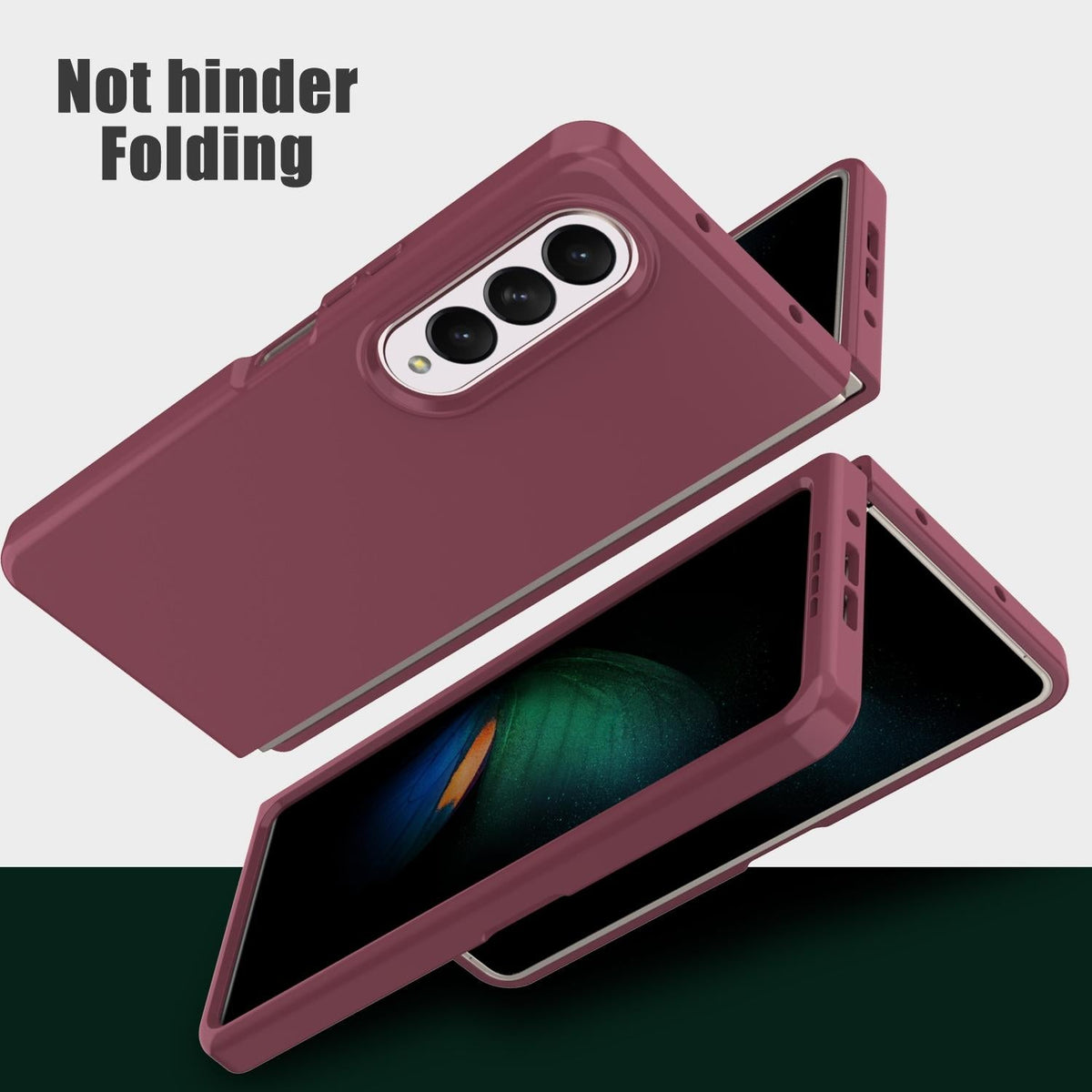For Samsung Galaxy Z Fold4 5G Foldable Pc Case - Solid Colour - Dark Green