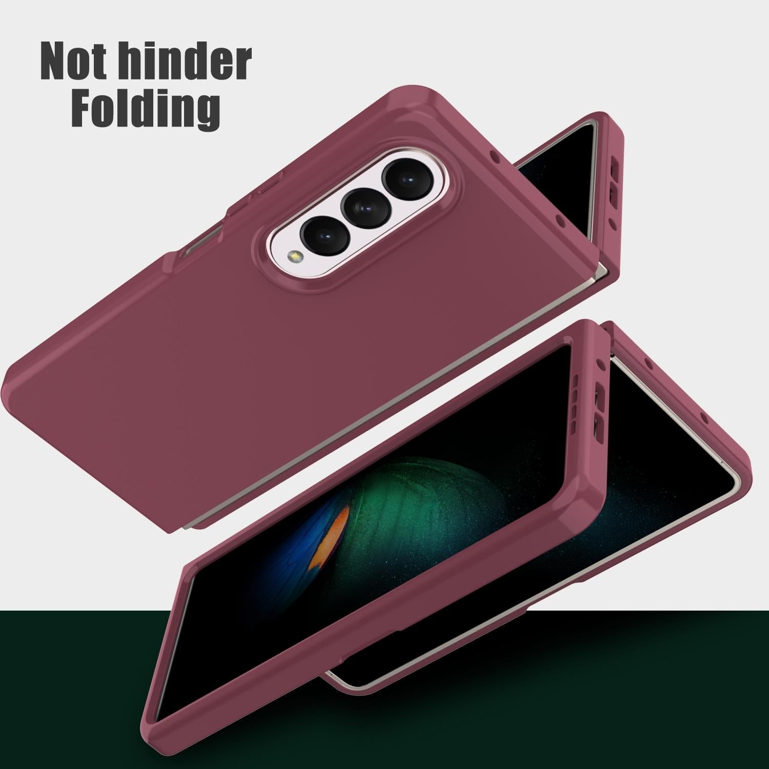 For Samsung Galaxy Z Fold4 5G Foldable Pc Case - Solid Colour - Dark Green