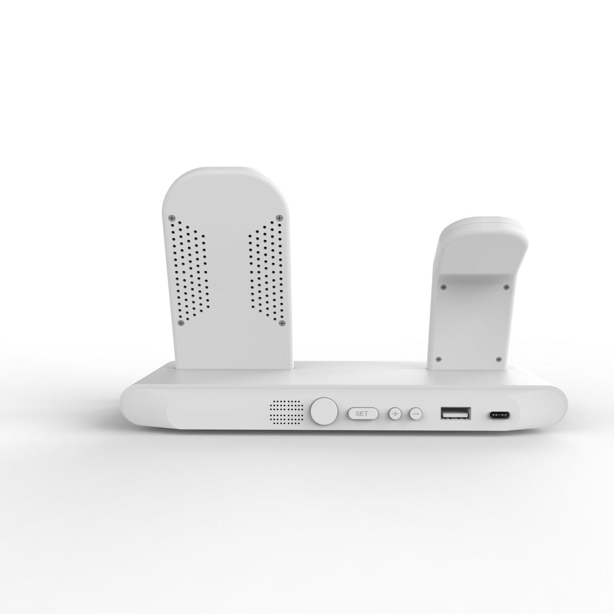 15W Wireless Fast Charge Stand With Clock And Folding Design-White