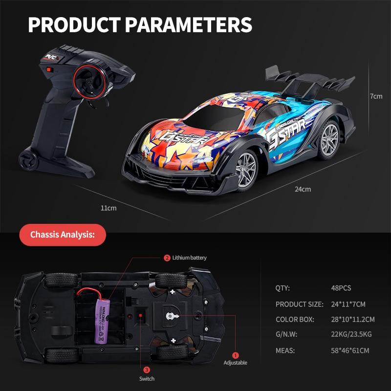 Remote Control Racing Car with Colourful Lights 4wd - Orange