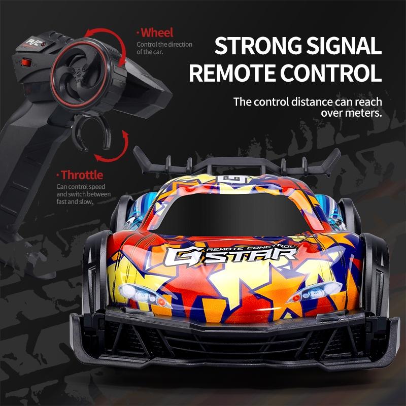 Remote Control Racing Car with Colourful Lights 4wd - Orange