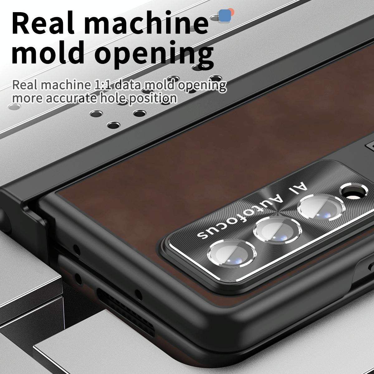 For Samsung Galaxy Z Fold4 5G Magnetic Phone Case - Napa Pattern - Black