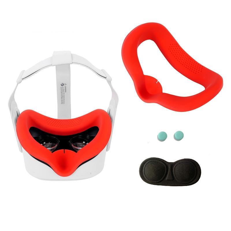 Silicone Vr Eye Mask Lens Cover Set For Oculus Quest 2 - Black