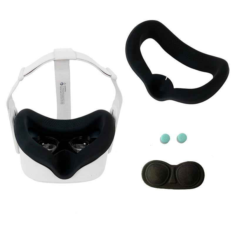 Silicone Vr Eye Mask Lens Cover Set For Oculus Quest 2 - Black