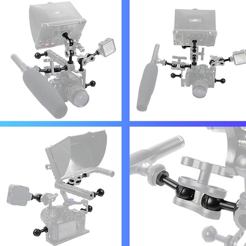 Adjustable Ball Head Adapter for Underwater Photography Lights - 1/4 Inch Black