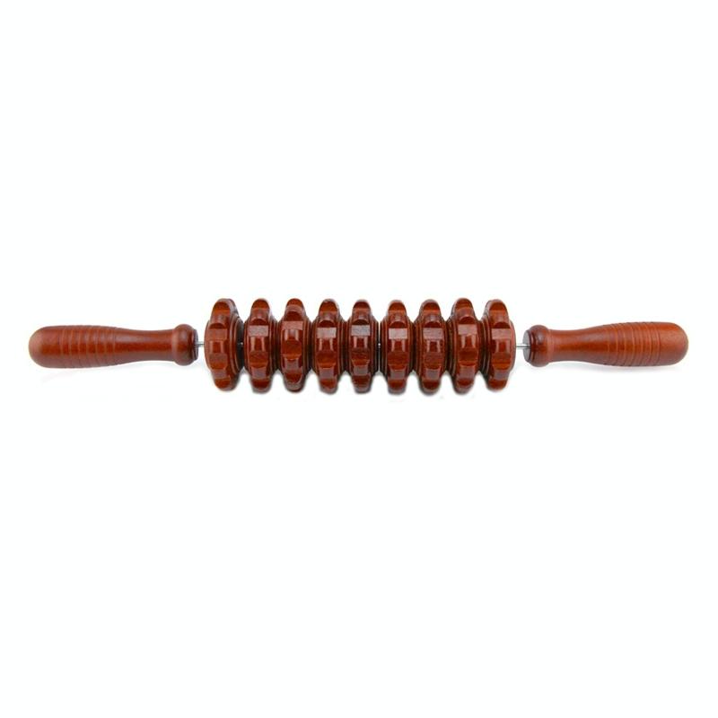 Wooden Abdominal &amp; Leg Roller Massager - Nine Wheels White Red