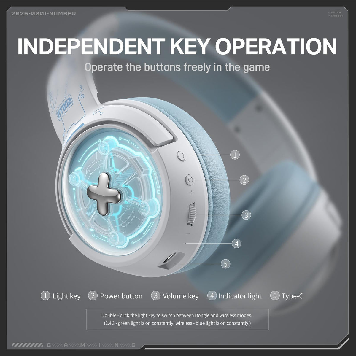 Wireless Gaming Headset Onikuma Gt802 - White