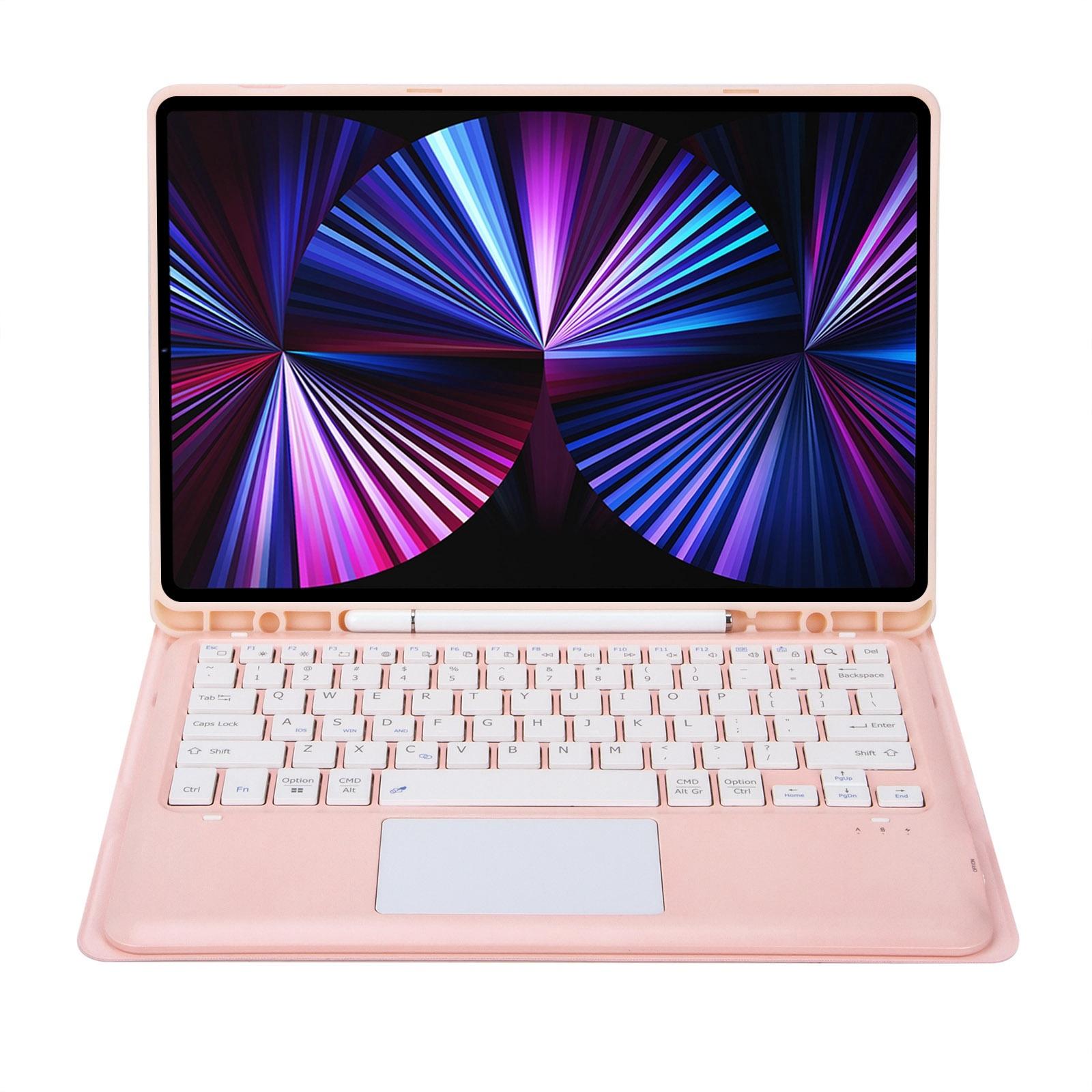 Detachable Bluetooth Keyboard Leather Case For Ipad Pro 12.9 2021 / 2020 / 2018 With Touch Pad - Pink