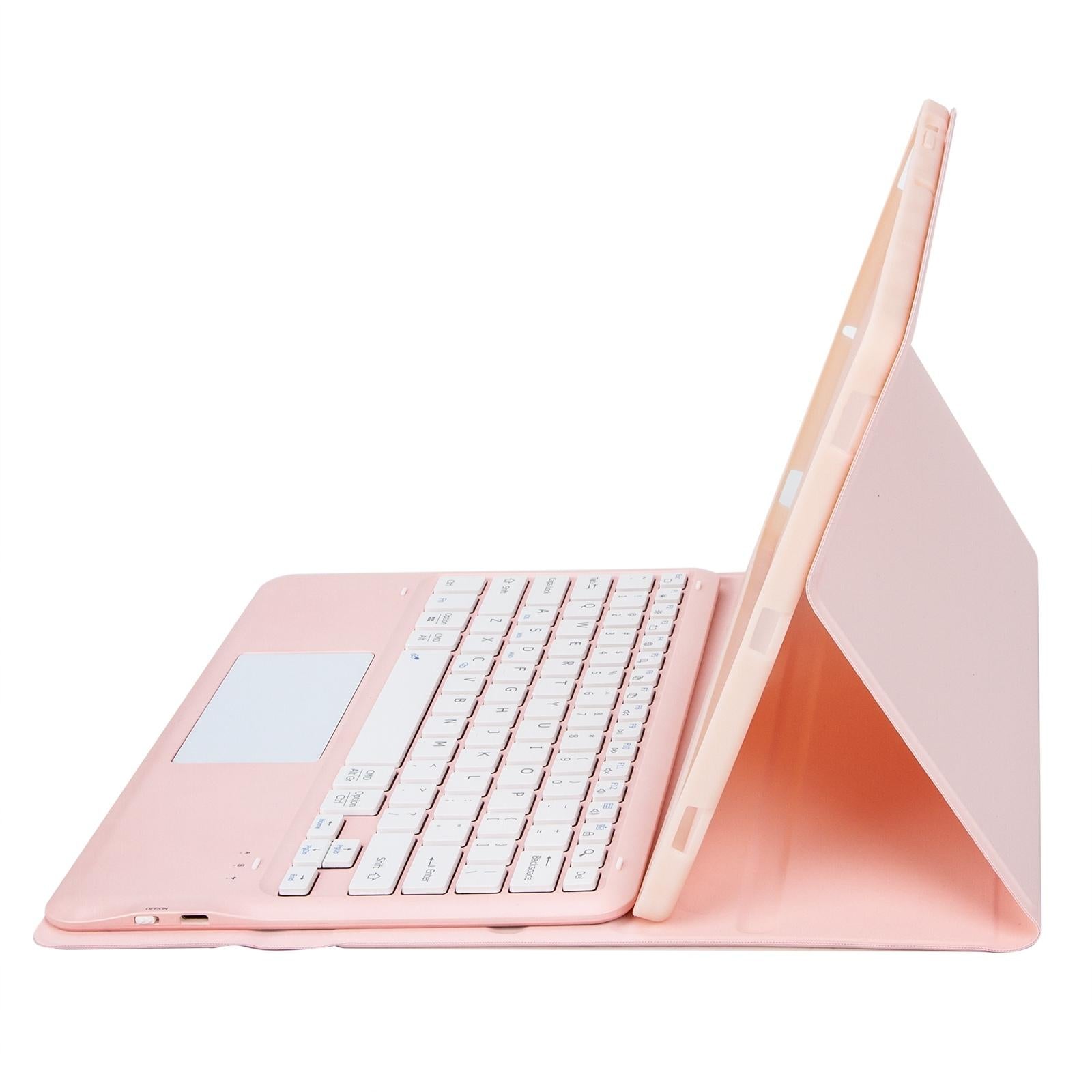 Detachable Bluetooth Keyboard Leather Case For Ipad Pro 12.9 2021 / 2020 / 2018 With Touch Pad - Pink