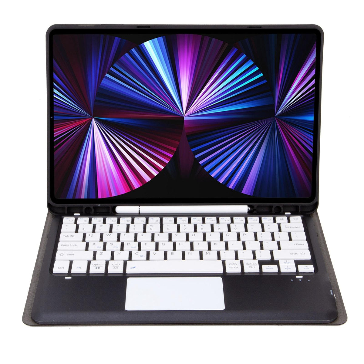 Detachable Bluetooth Keyboard Leather Case For Ipad Pro 12.9 2021 / 2020 / 2018 With Touch Pad - Pink