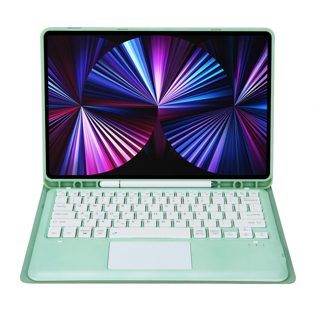 Detachable Bluetooth Keyboard Leather Case For Ipad Pro 12.9 2021 / 2020 / 2018 With Touch Pad - Pink