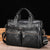 Large Capacity Retro Cowhide Briefcase - Coffee Metal