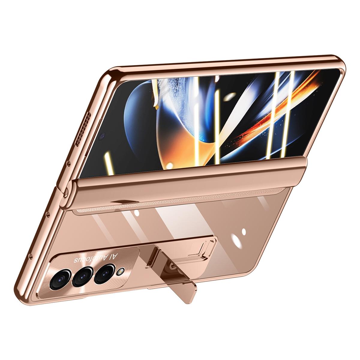 For Samsung Galaxy Z Fold4 5G Samsung Fold 4 Full Body Hinge Case - Electroplated - Gold