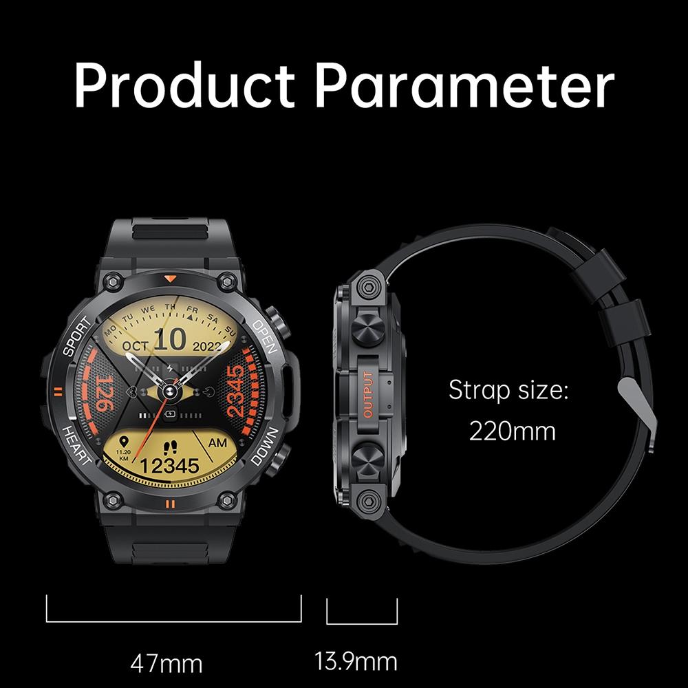 1.39 Inch Heart Rate / Blood Pressure / Blood Oxygen Monitoring Smart Calling Watch - Gray