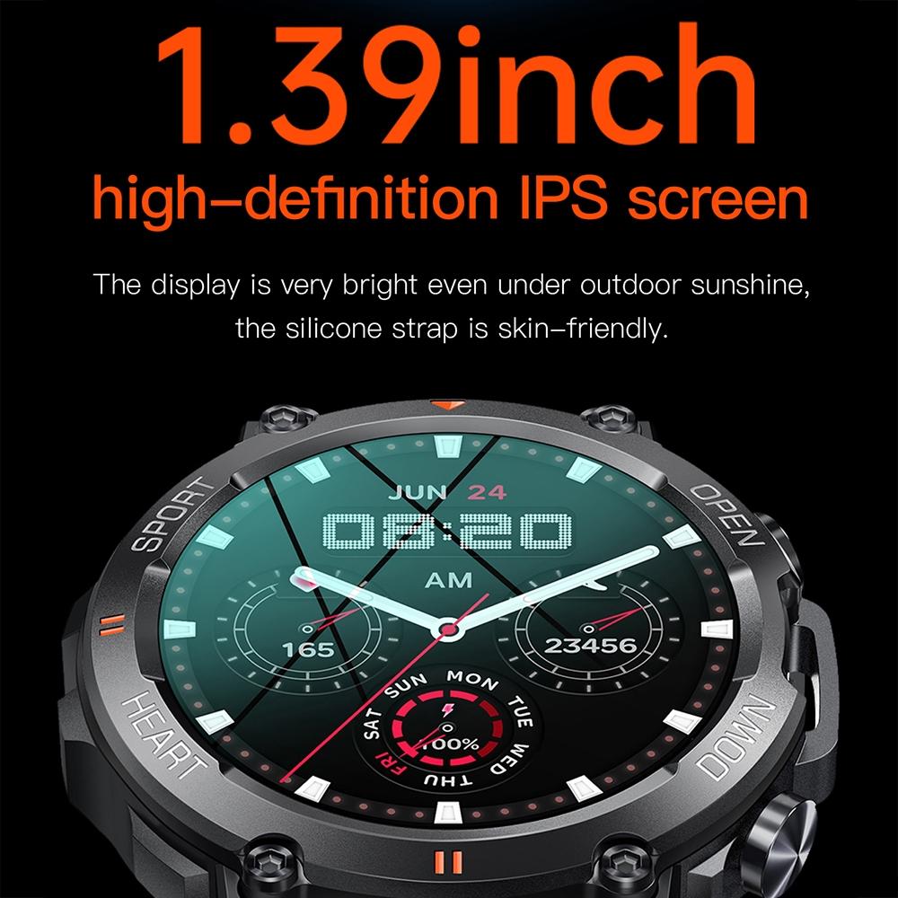1.39 Inch Heart Rate / Blood Pressure / Blood Oxygen Monitoring Smart Calling Watch - Gray