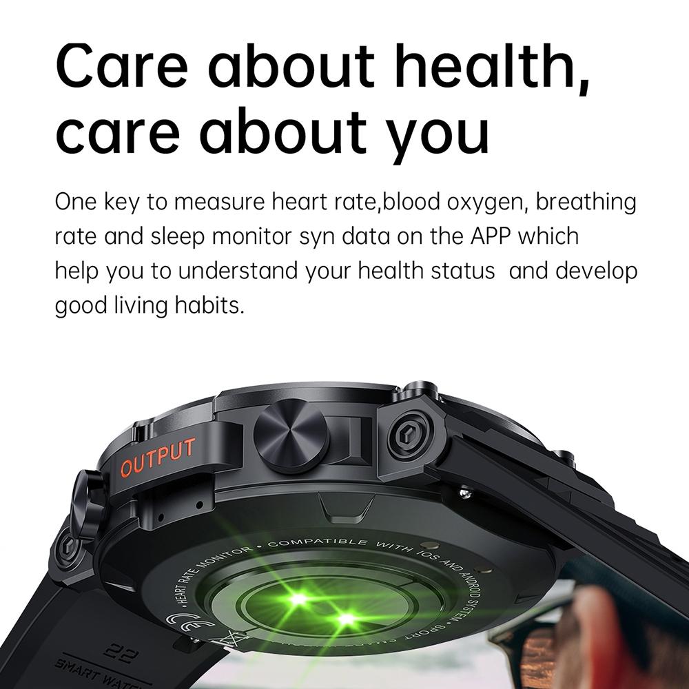 1.39 Inch Heart Rate / Blood Pressure / Blood Oxygen Monitoring Smart Calling Watch - Gray