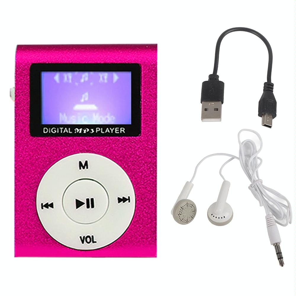 Metal Mini Mp3 Player With Screen Earphone+Cable - Gold