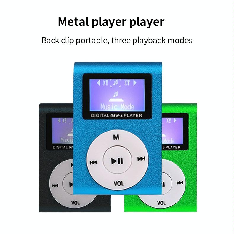 Metal Mini Mp3 Player With Screen Earphone+Cable - Gold
