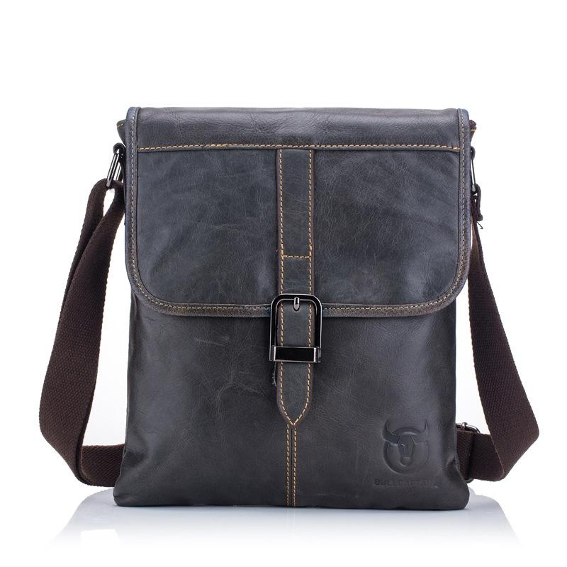 Men Leather Shoulder Bag For Sports &amp; Outdoor Use - Iron Blue