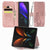 For Samsung Galaxy Z Fold4 5G Embossed Leather Phone Case With Four Leaf Clasp - Rose Gold