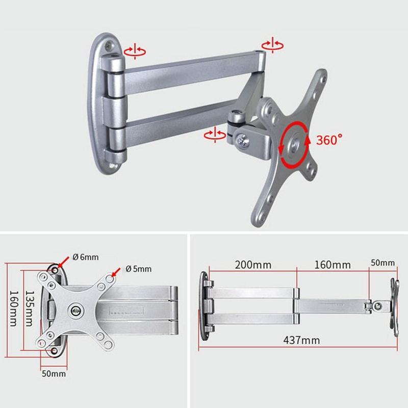 Universal Swivel Wall Mount for Computer Monitors - Silver