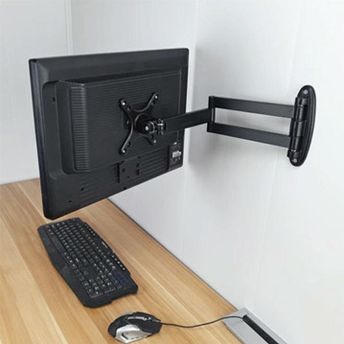 Universal Swivel Wall Mount for Computer Monitors - Silver