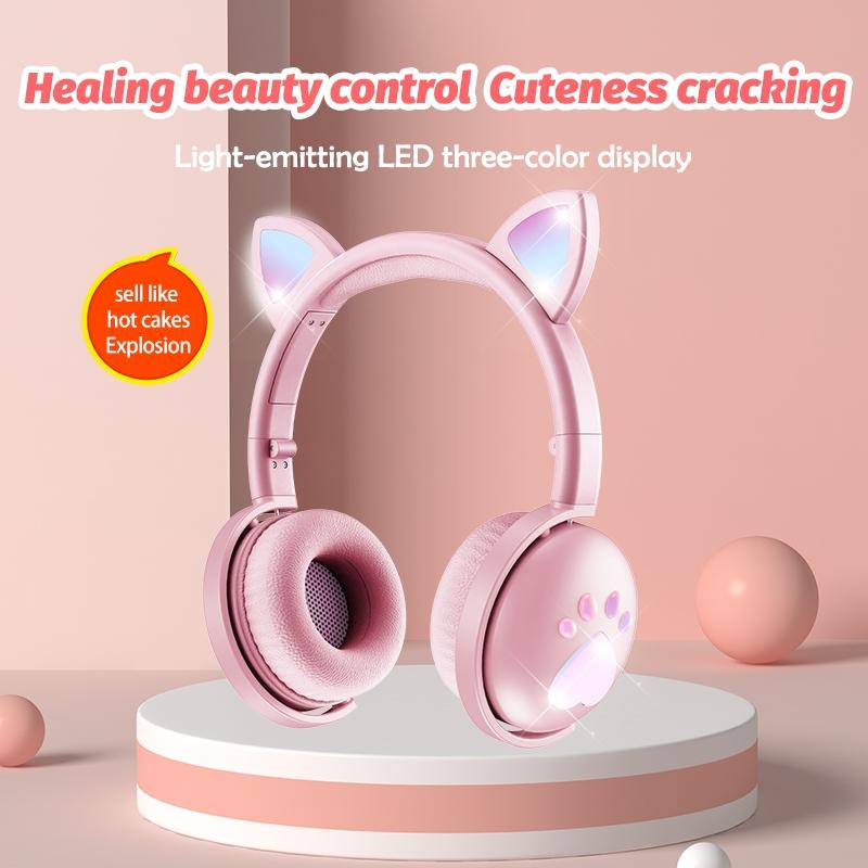 7.1 Surround Sound Cat Ear Gaming Headset With Mic - Pink