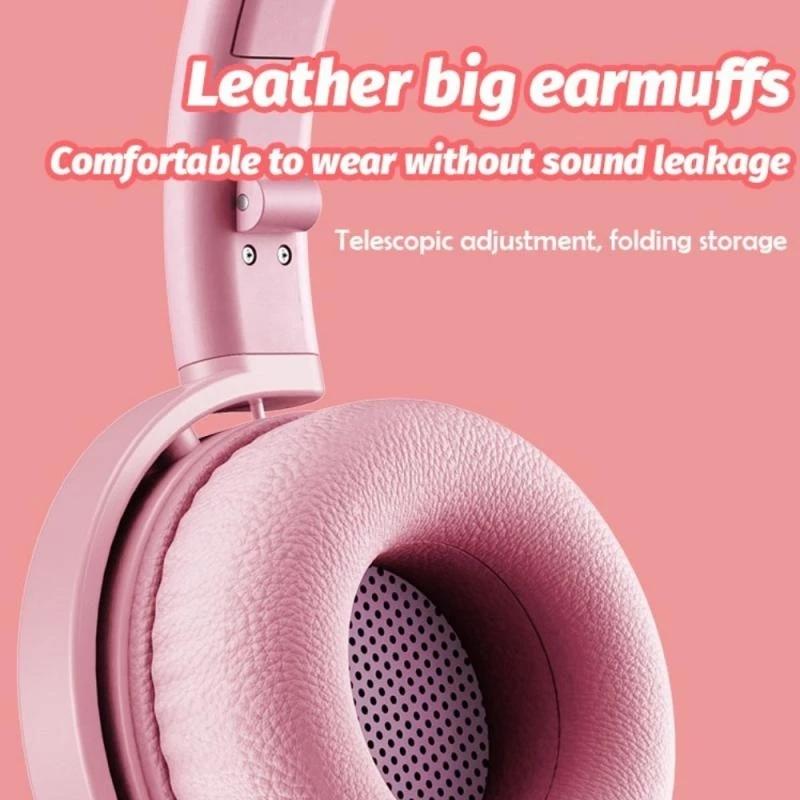 7.1 Surround Sound Cat Ear Gaming Headset With Mic - Pink