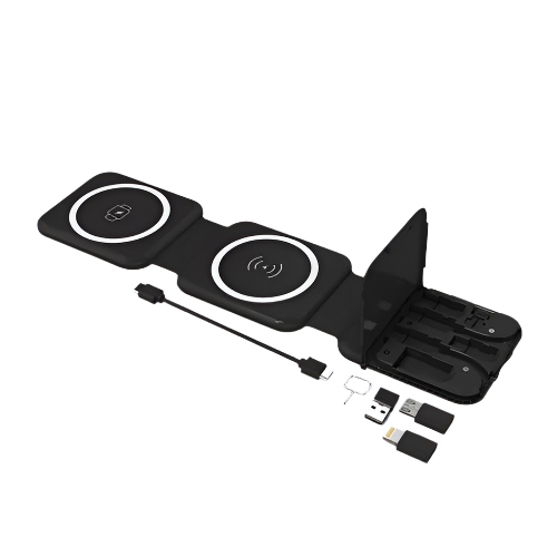 10 In 1 Magnetic Wireless Charger With Data Cable And Storage - Black