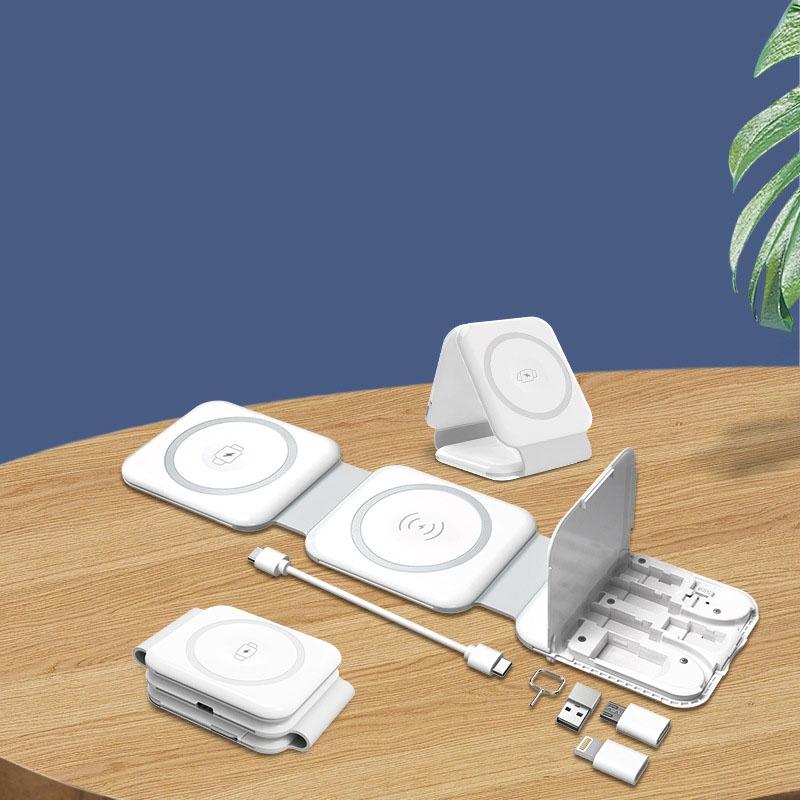 10 In 1 Magnetic Wireless Charger With Data Cable And Storage - Black