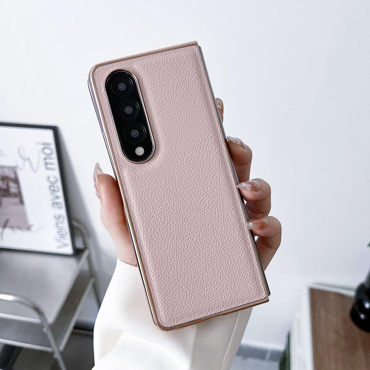 For Samsung Galaxy Z Fold4 5G Skyline Series Nano Electroplating Pu Case - Green