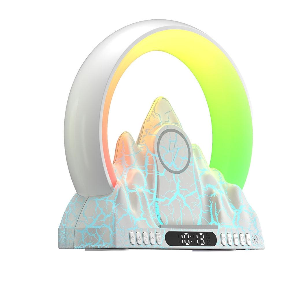 Wireless Charger With Alarm Clock &amp; Bluetooth Speaker - White