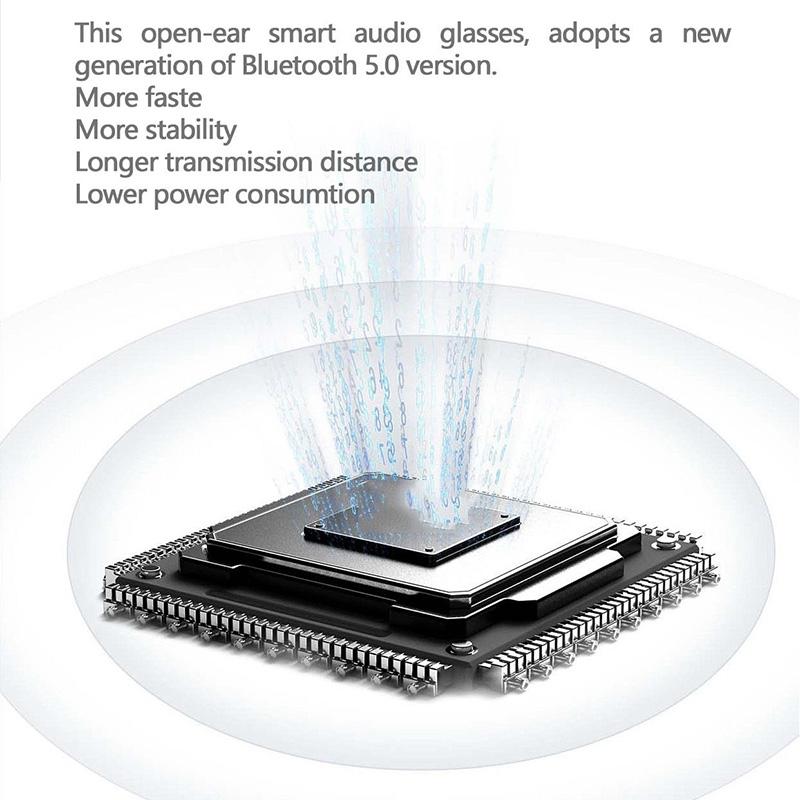 Waterproof Bluetooth Glasses Earphone - Mini Binaural Smart Call - Blue