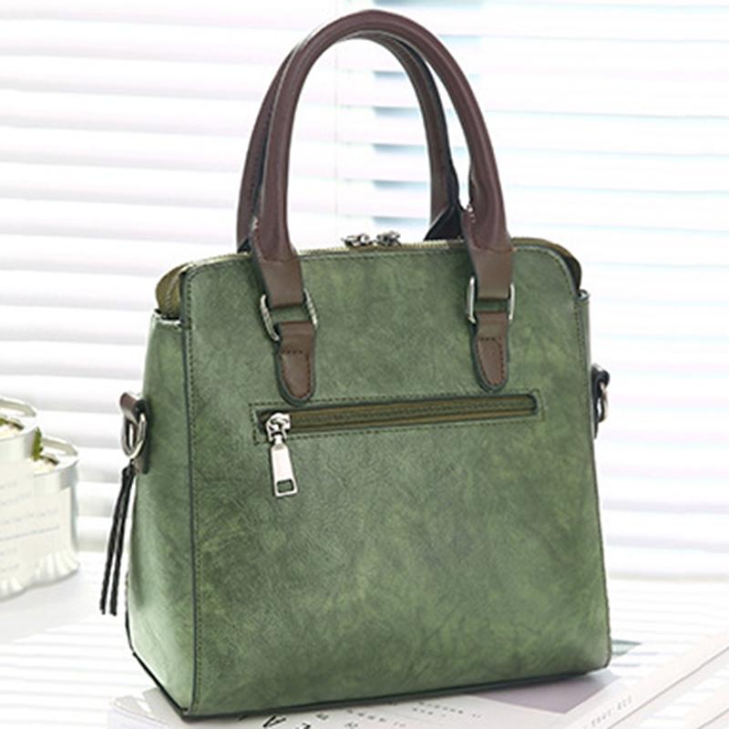 Designer Leather Crossbody Tote with Tassel for Women - Black