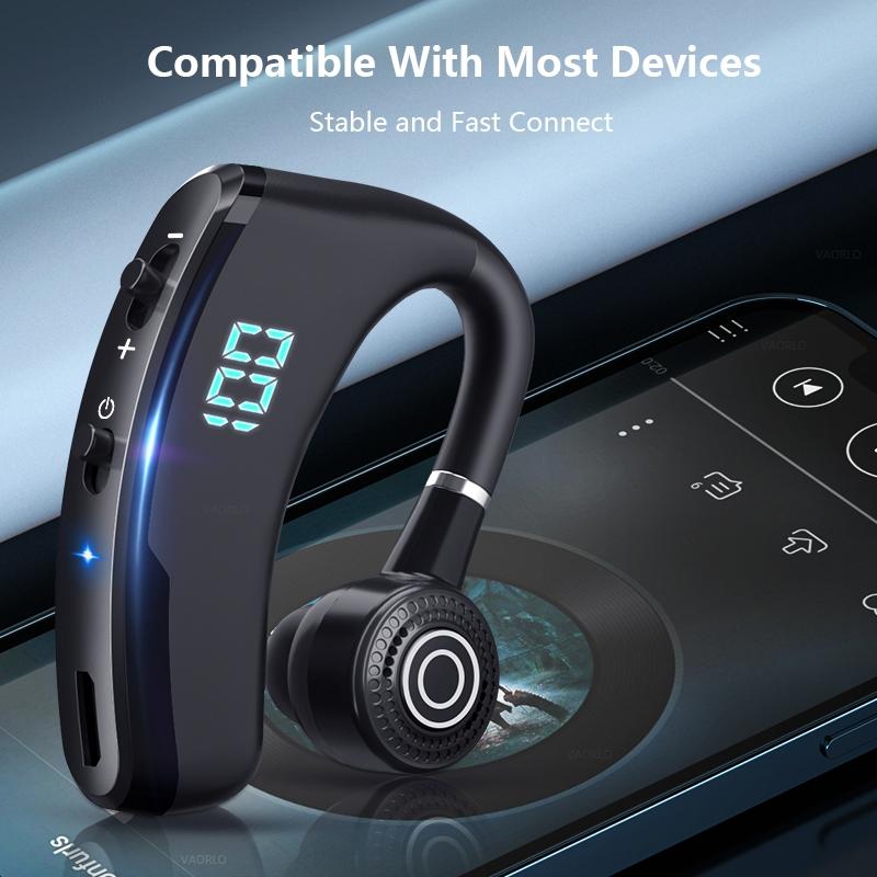 V9s Wireless Earphones with Noise Cancellation and Led Display - Blue Single Ear