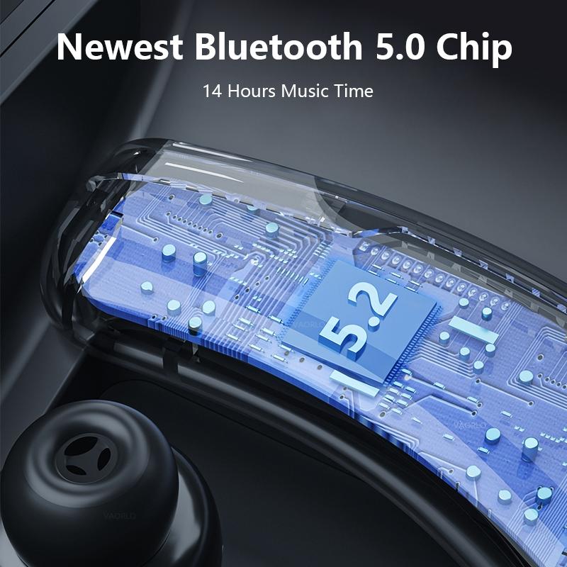 V9s Wireless Earphones with Noise Cancellation and Led Display - Blue Single Ear