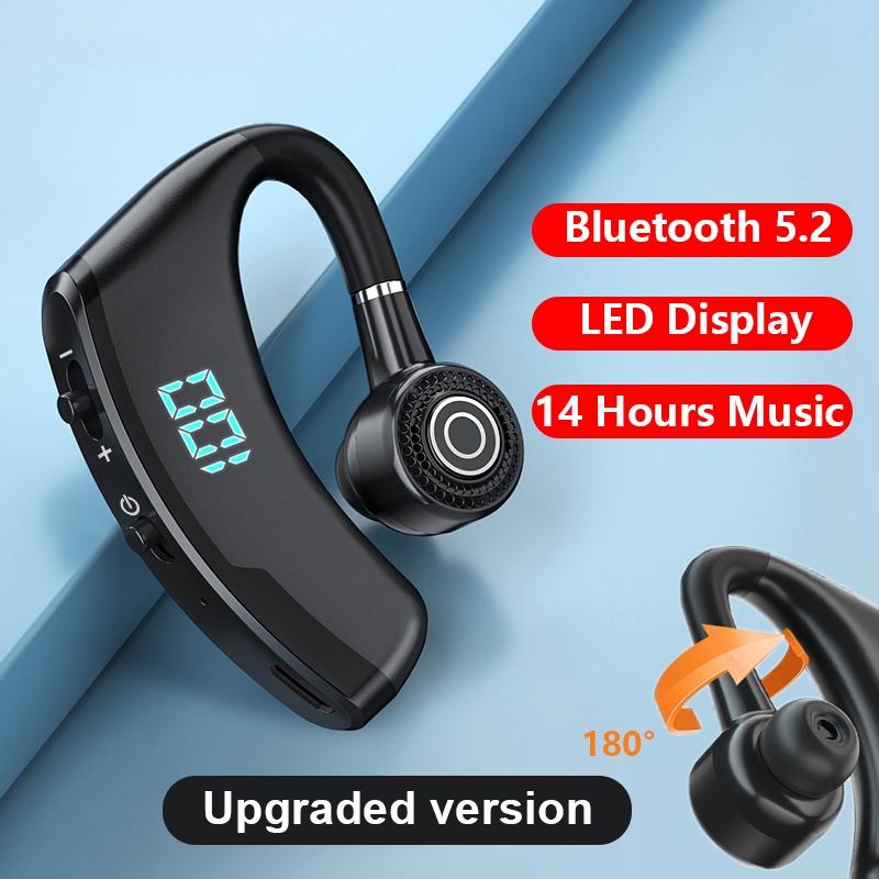 V9s Wireless Earphones with Noise Cancellation and Led Display - Blue Single Ear