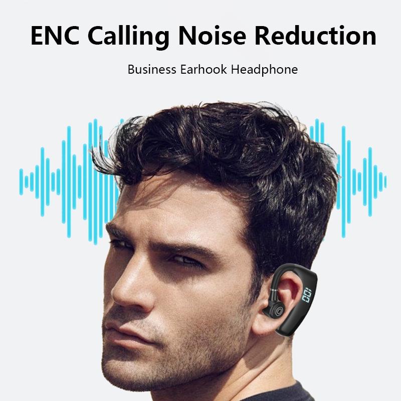 V9s Wireless Earphones with Noise Cancellation and Led Display - Blue Single Ear