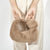 Plush Rabbit Fleece Tote with Knotted Handles - Khaki