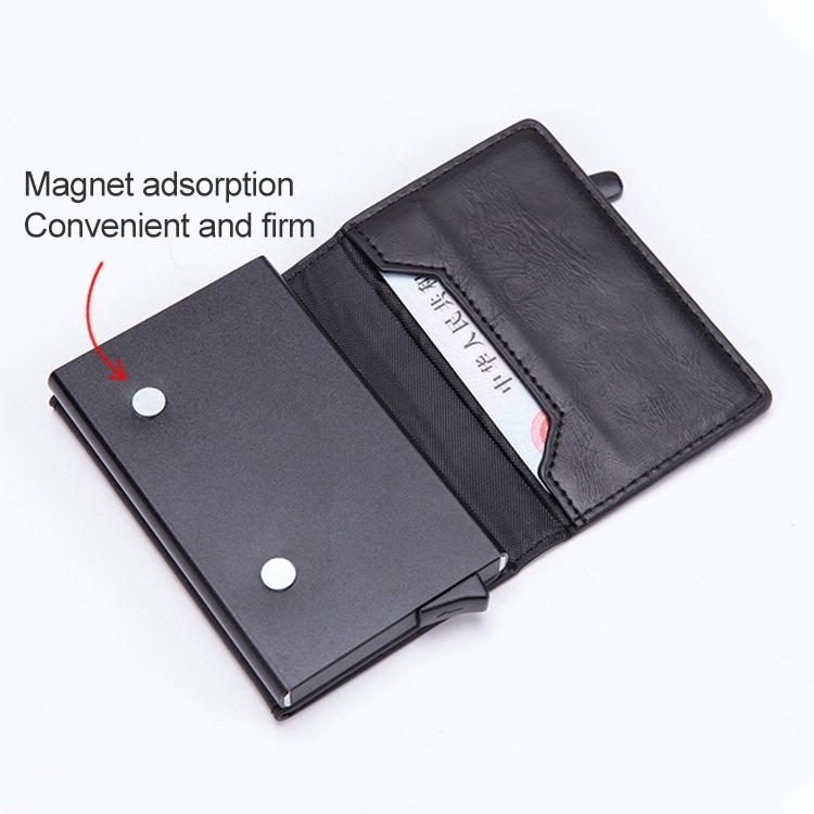 Aluminum Rfid Card Holder with Automatic Pop-up Function - Coffee