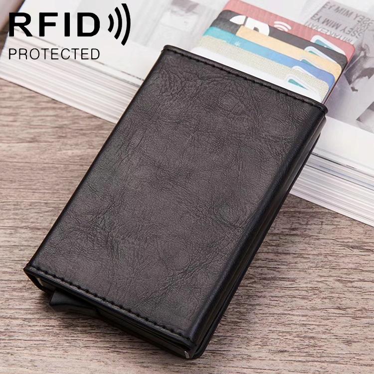 Aluminum Rfid Card Holder with Automatic Pop-up Function - Coffee