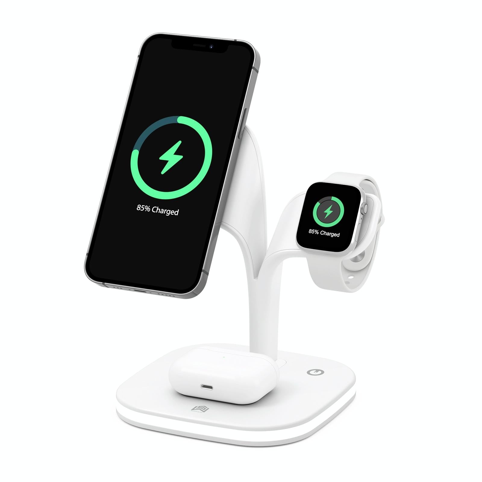 15W 5 In 1 Magnetic Wireless Charger With Stand - White