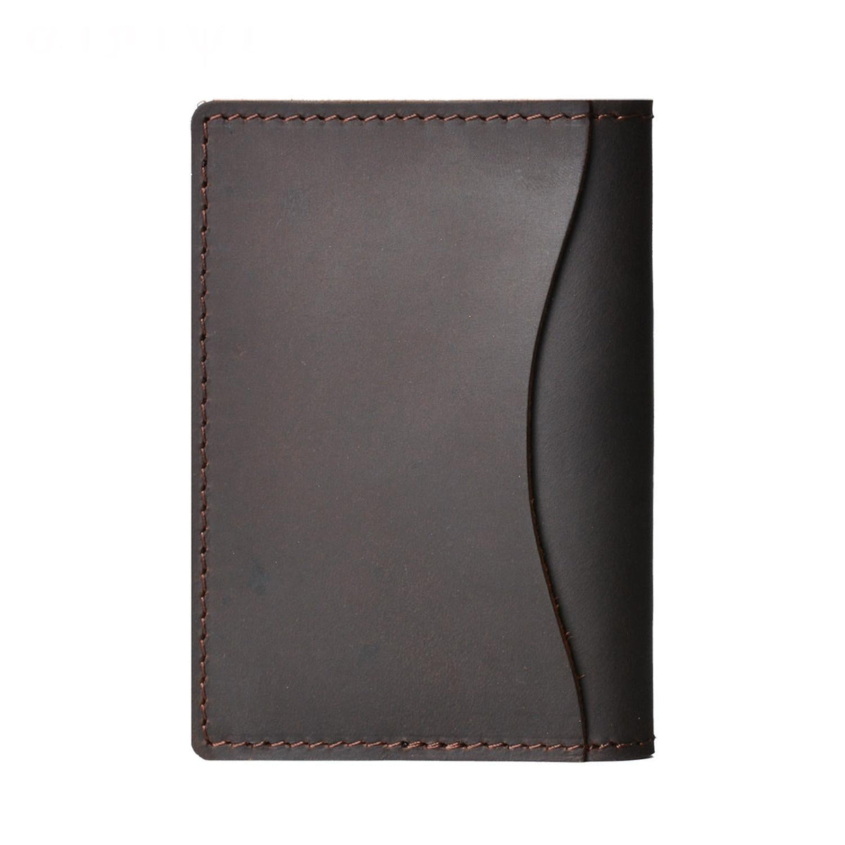 Minimalist Cowhide Card Holder Compact Wallet For Bank &amp; Membership Cards - Coffee
