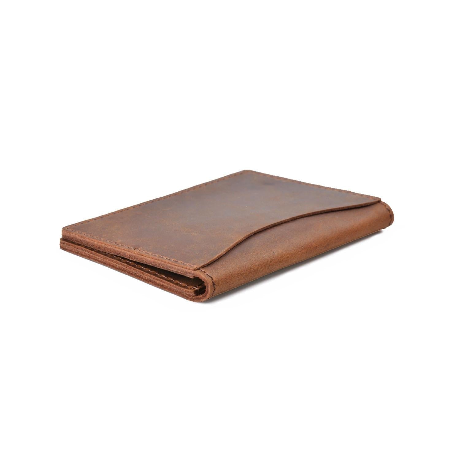 Minimalist Cowhide Card Holder Compact Wallet For Bank & Membership Cards - Coffee