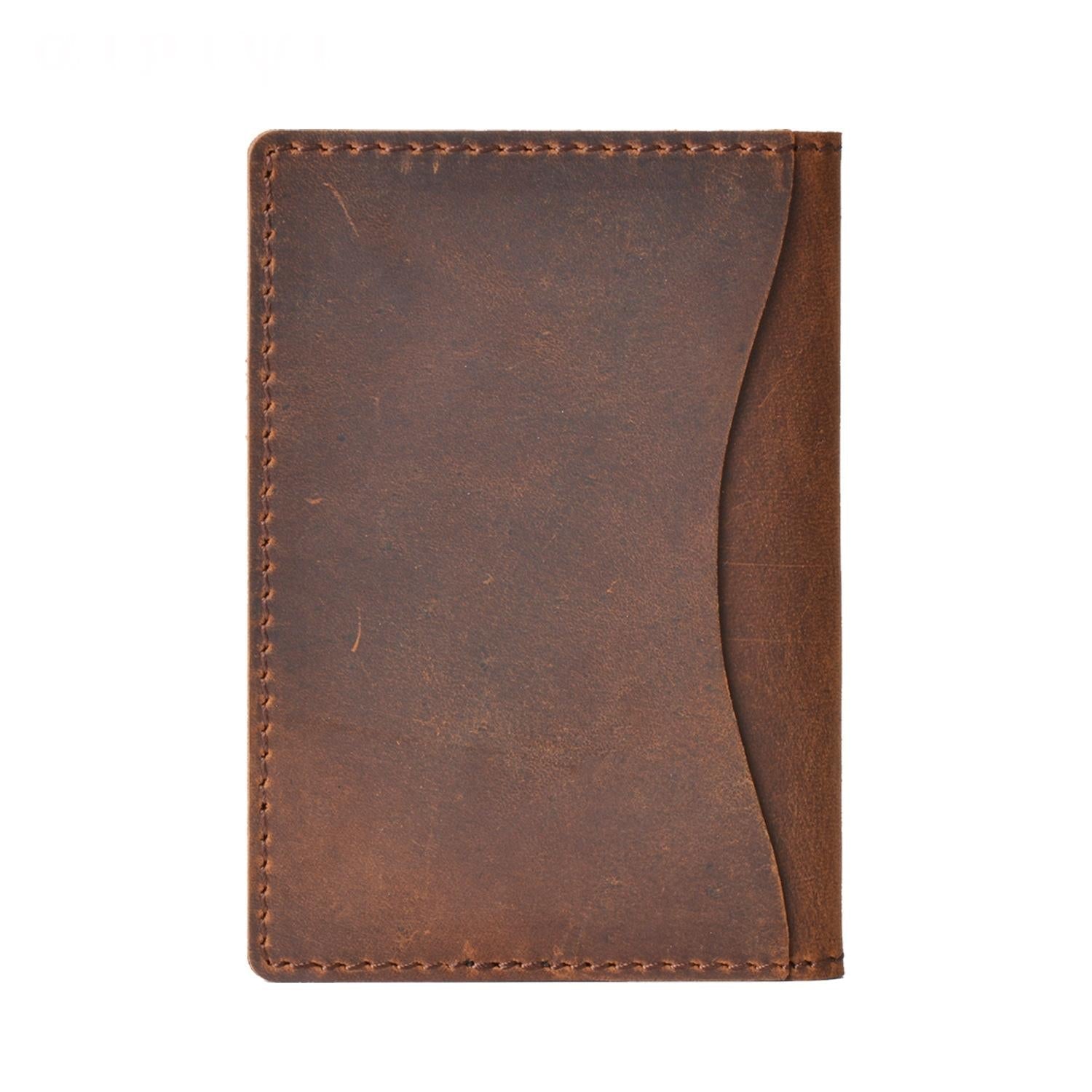 Minimalist Cowhide Card Holder Compact Wallet For Bank & Membership Cards - Coffee