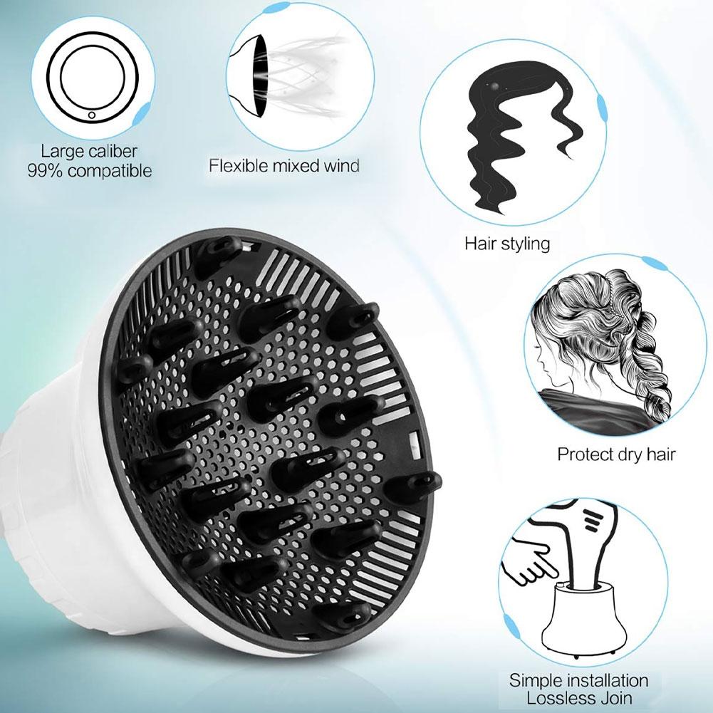 Universal Hair Diffuser For Blow Dryers Rotatable Design Large Hood Black - Black