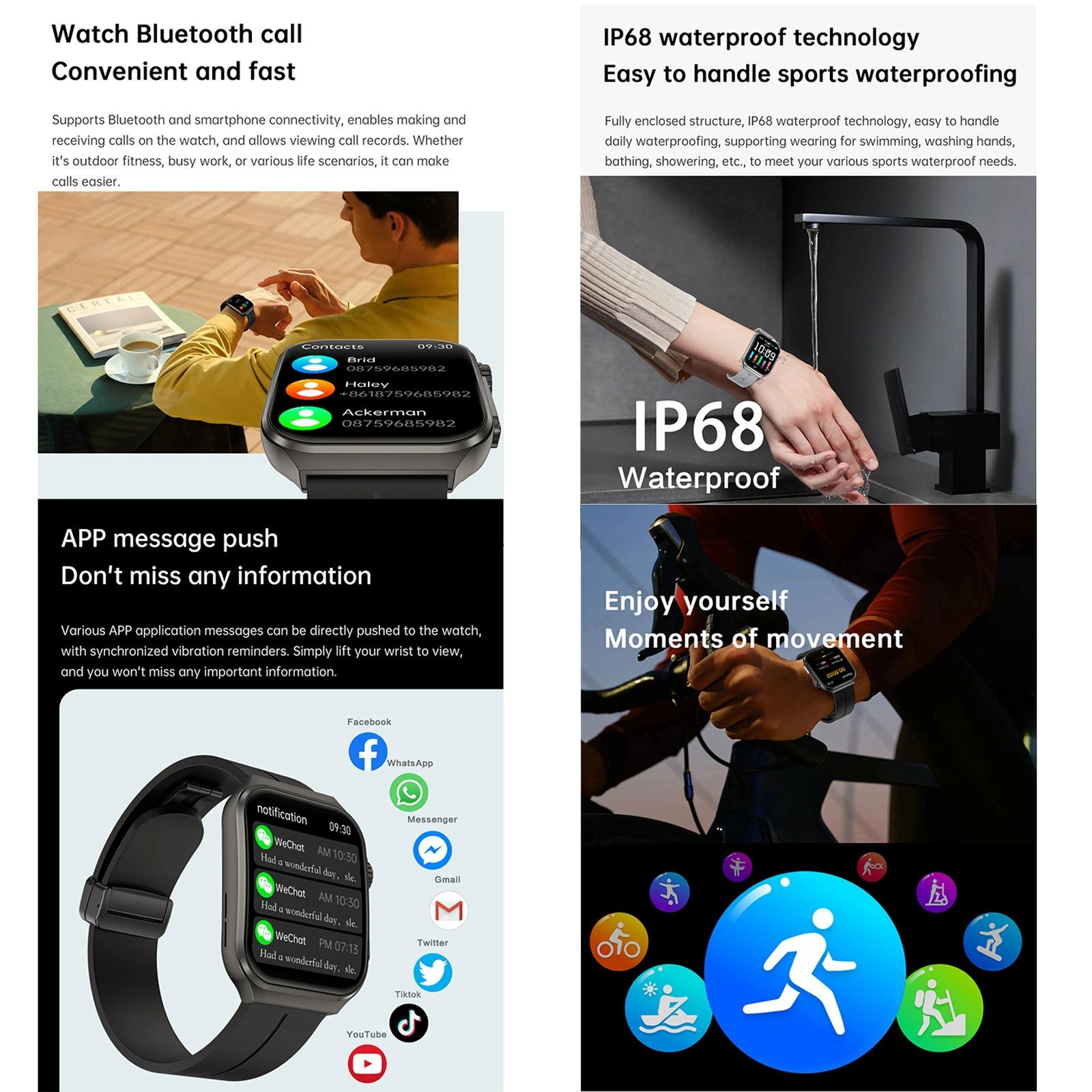 1.96 Inch Bt Call / Heart Rate / Blood Pressure / Blood Oxygen - Blue