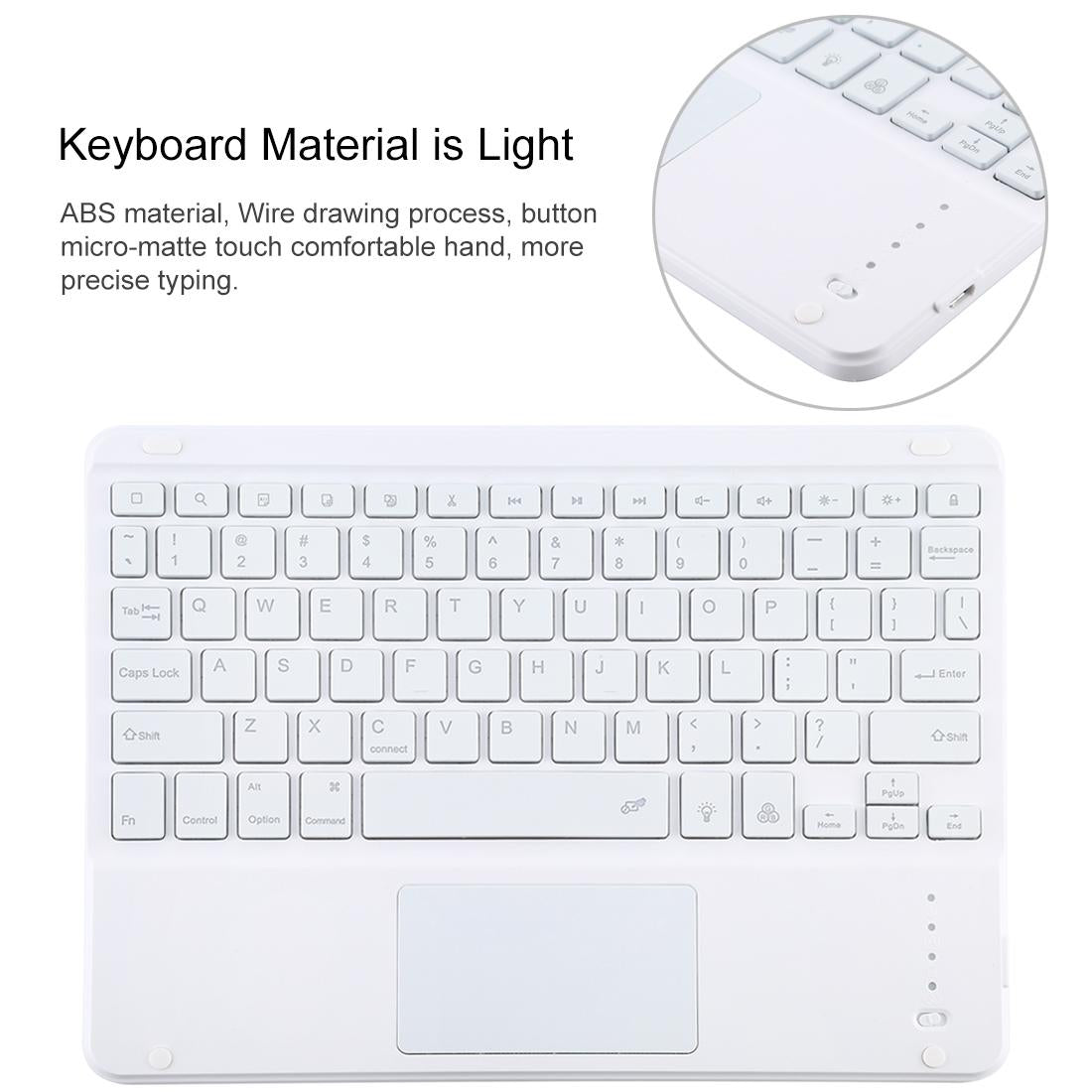 Bluetooth Tablet Case For Ipad 10.2 / Ipad Air 2019 With Touch Pad & Backlight & Pen Holder - Detachable - Black