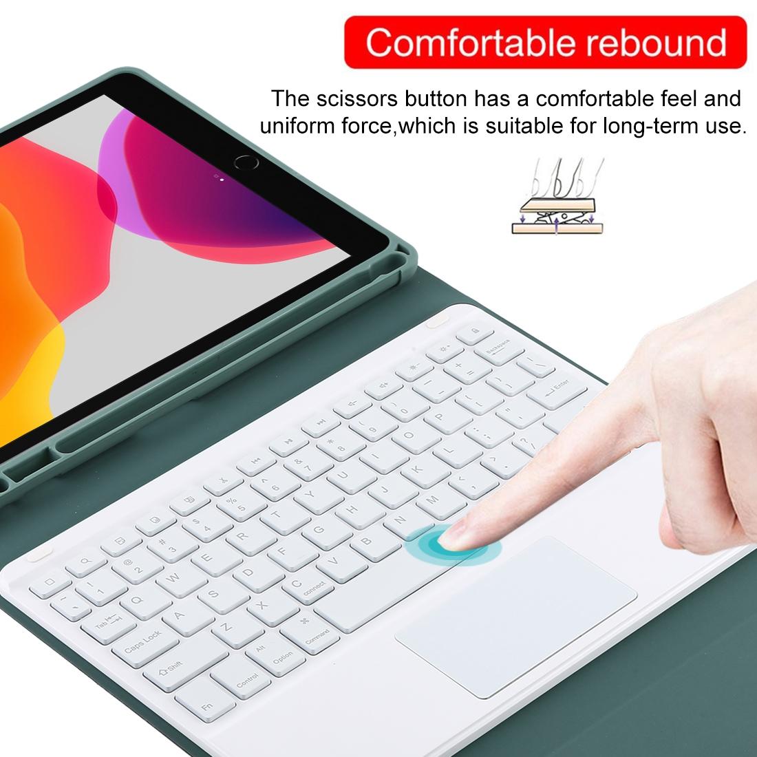 Bluetooth Tablet Case For Ipad 10.2 / Ipad Air 2019 With Touch Pad & Backlight & Pen Holder - Detachable - Black